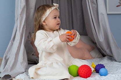 FANCY Baby Sensorik Balls - Babyspielzeug ab 0 3 6 8 Monate, Greifball für Babys, Multi Texturierte Motorikspielzeug, Massagebälle, Mehrere Größen Spielzeug, Baby Ball (Taktiliki) (L)