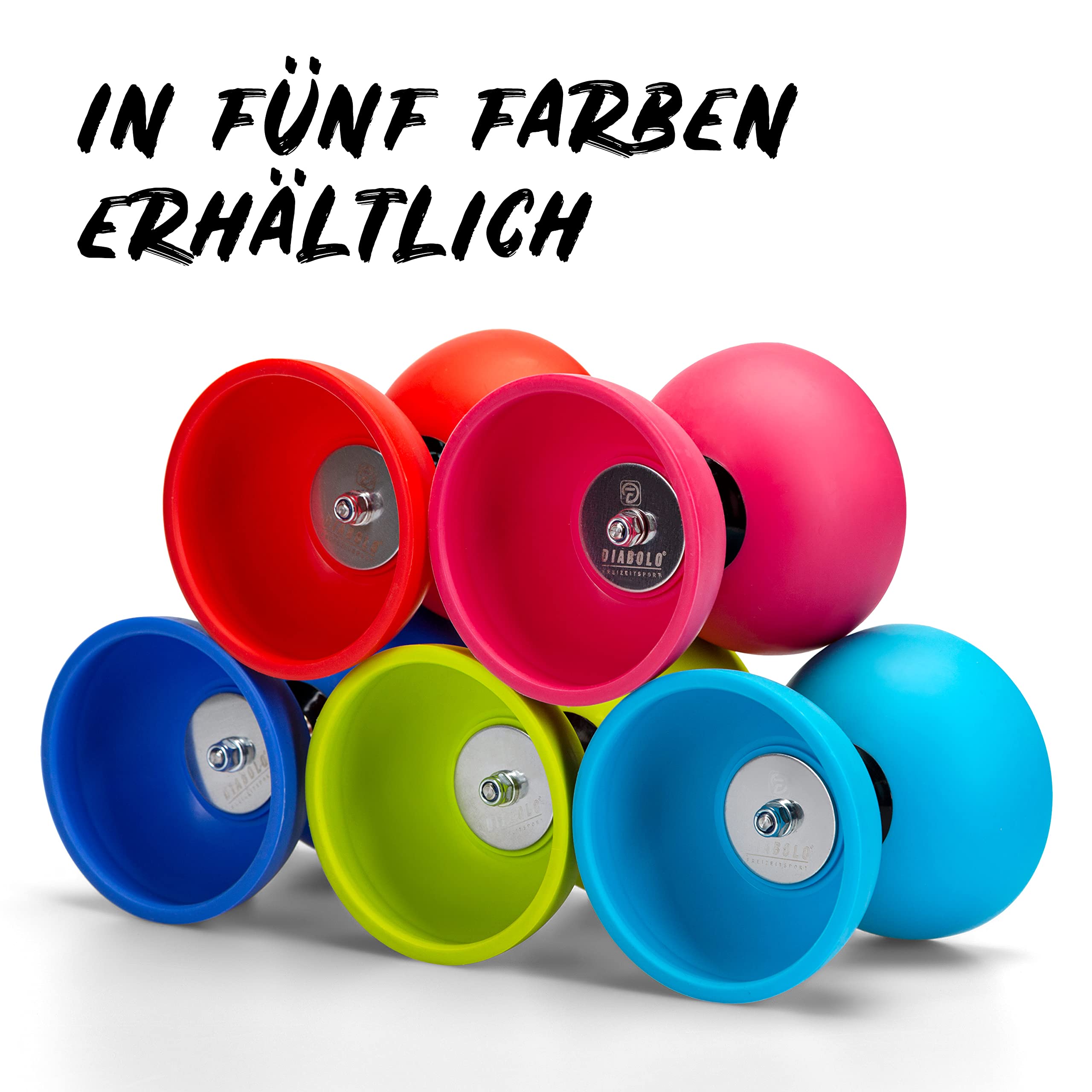 Diabolo Freizeitsport Jonglier-Set Pro mit kugelgelagertem Diabolo (türkis), Handsticks aus Aluminium, Ersatzschnur (160cm) und Gedruckter Anleitung - mit Geschenkverpackung ideal zum Verschenken