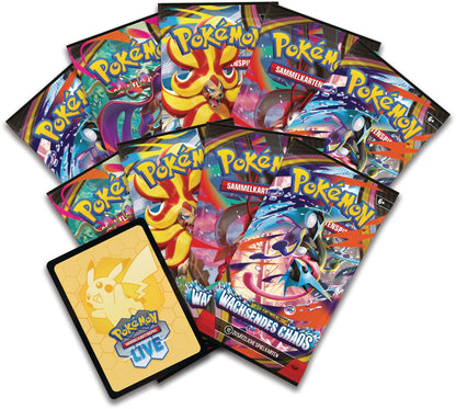 Pokémon-Sammelkartenspiel: Top-Trainer-Box Mega-Entwicklung – Wachsendes Chaos (1 Vollbild-Promokarte, 9 Boosterpacks &amp; Premium-Zubehör)