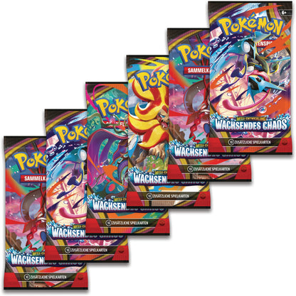 Pokémon-Sammelkartenspiel: Boosterbundle Mega-Entwicklung – Wachsendes Chaos (6 Boosterpacks)